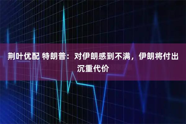 荆叶优配 特朗普：对伊朗感到不满，伊朗将付出沉重代价